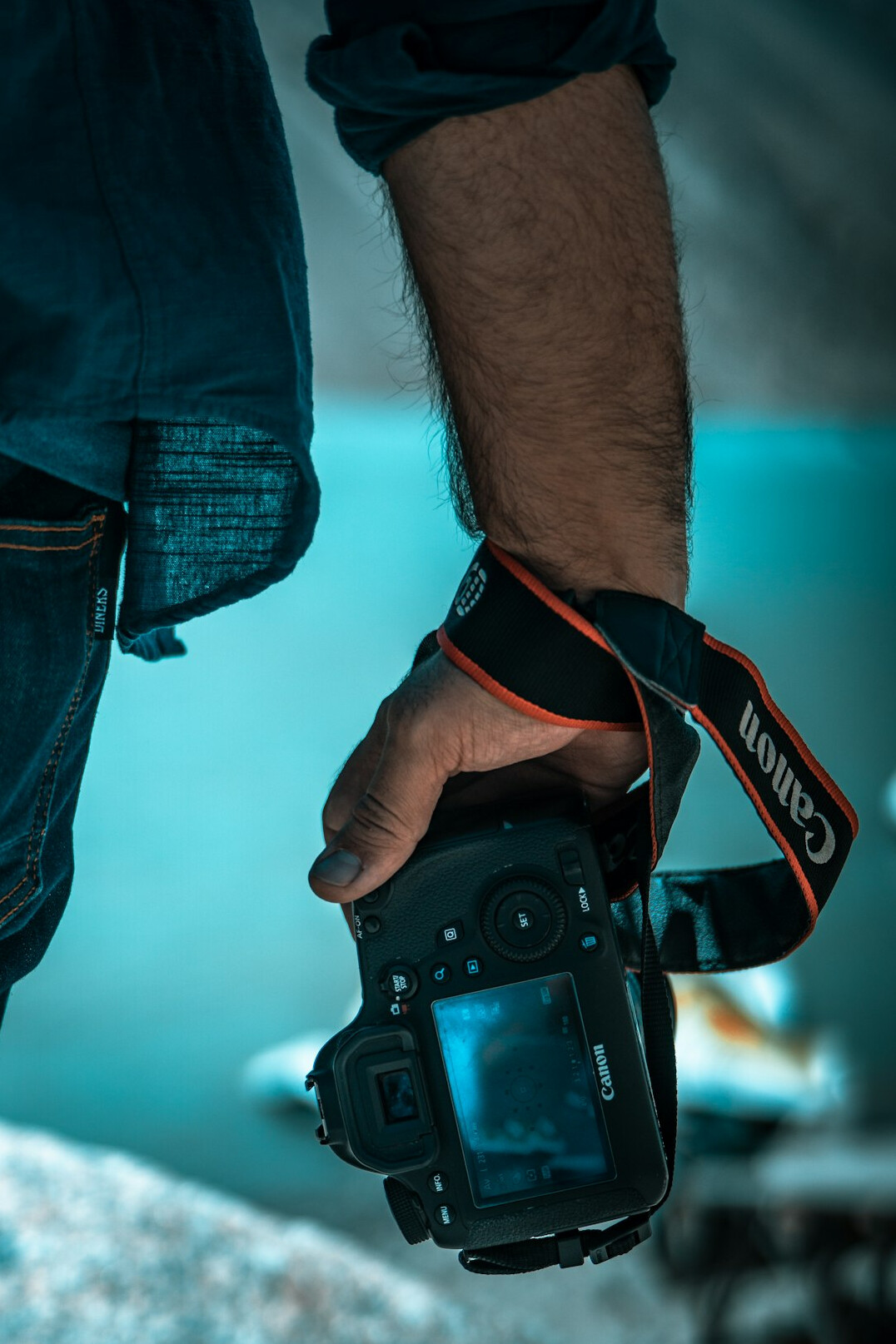 Portrait of a Danish documentary photographer with camera