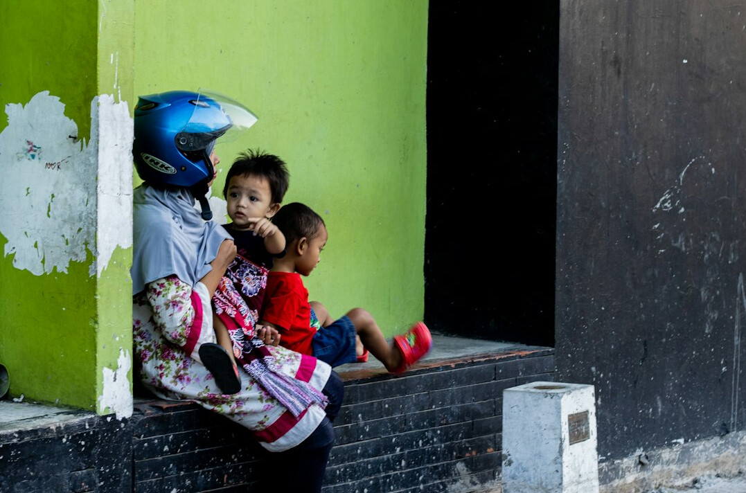 children playing in street